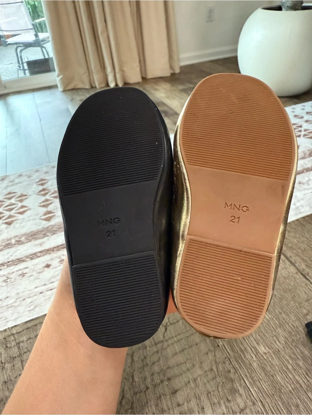 Mango Girls Gold and Black Bow Ballet Flats